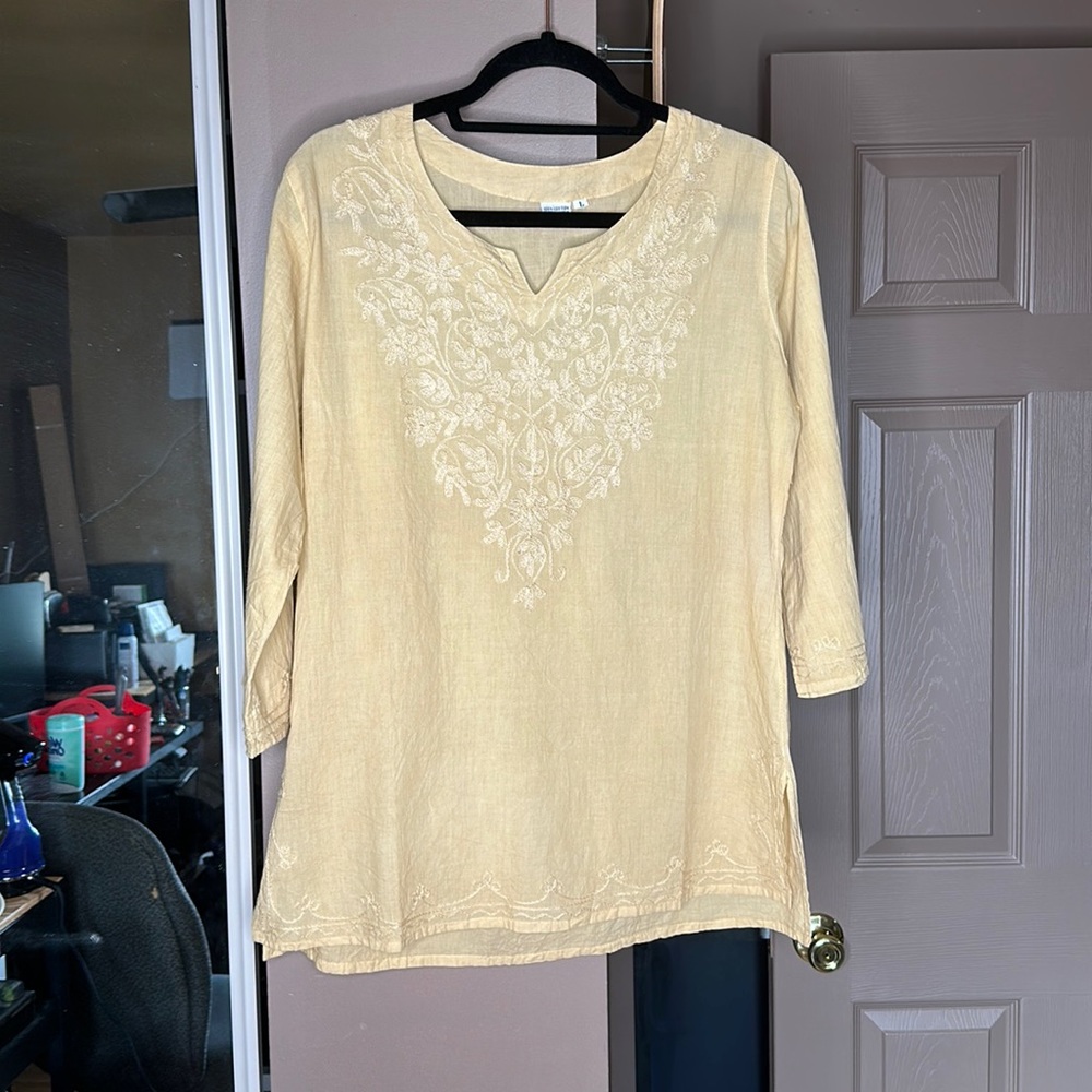100% embroidered top made in India. Size L